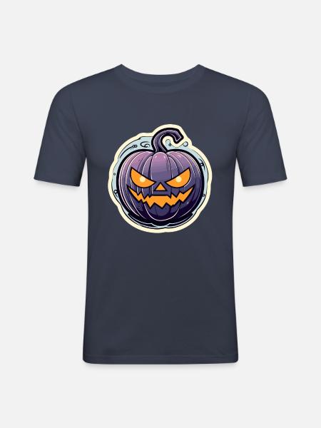 Pumpkin Halloween Drawing - Men's Slim Fit T-Shirt - navy