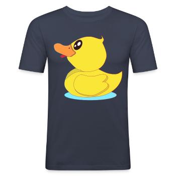 Kleine Gummi Ente - Männer Slim Fit T-Shirt - Navy - Vorne - Nik (191cm)
