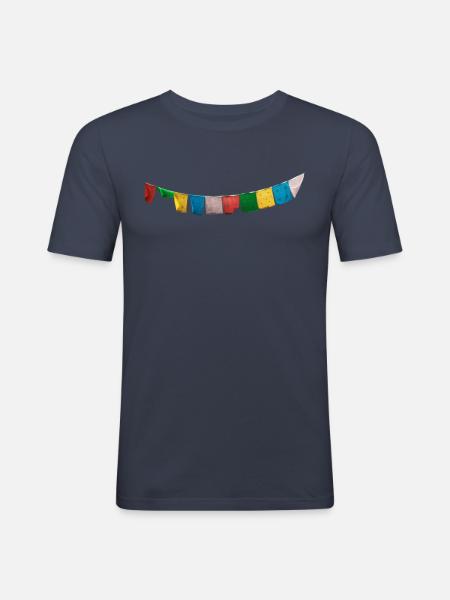 Gebetsfahnen / Gebetsflaggen Nepal - Männer Slim Fit T-Shirt - Navy