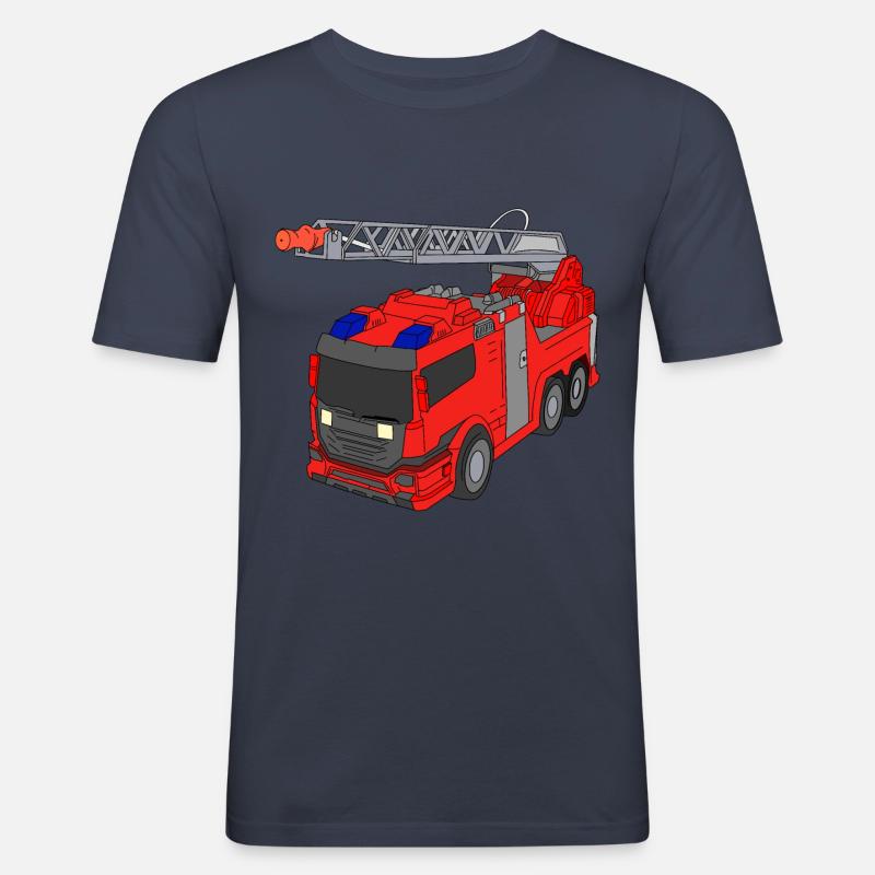 Camicia camion dei pompieri del camion dei pompieri del motore antincendio - Maglietta aderente da uomo - navy