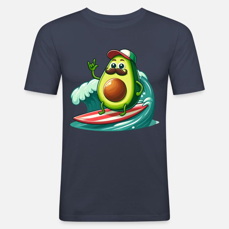 Surfende Avocado mit Schnurrbart - Männer Slim Fit T-Shirt - Navy