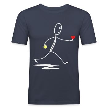 Herz - Herzlich - Strichmännchen - Männer Slim Fit T-Shirt - Navy - Vorne - Nik (191cm)