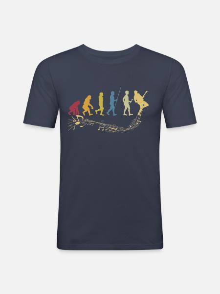 Guitar Player Evolution Gift - Men's Slim Fit T-Shirt - navy