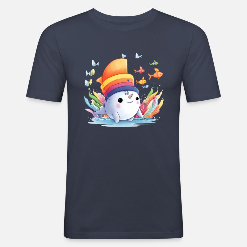 Netter Narwal - Männer Slim Fit T-Shirt - Navy