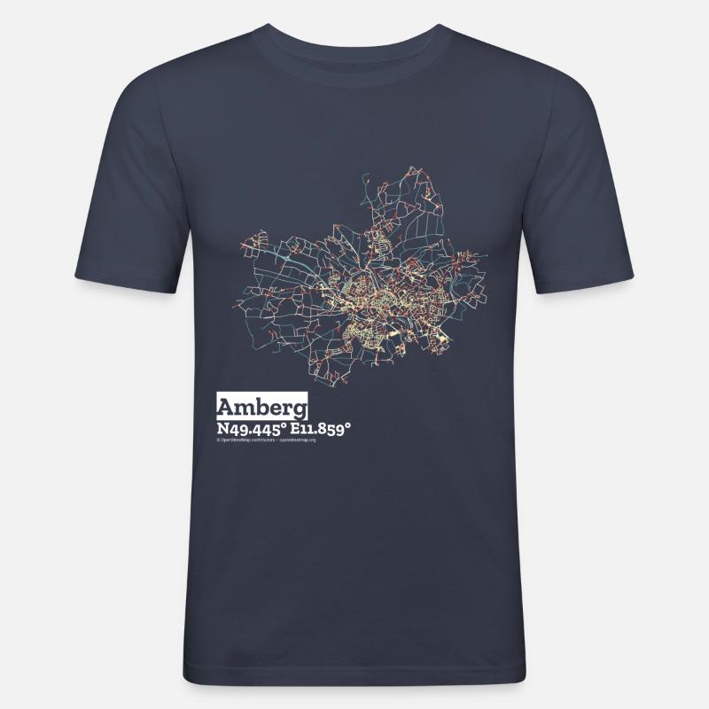 Amberg Basic Pastels - T-shirt près du corps Homme - bleu marine