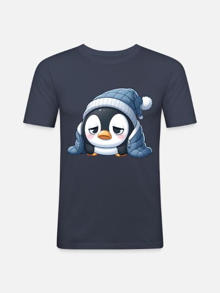 Tired Penguin - Men's Slim Fit T-Shirt - navy