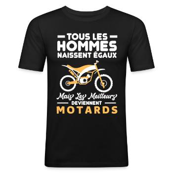 Humour motards - T-shirt près du corps Homme - noir - Devant - Nik (191cm)