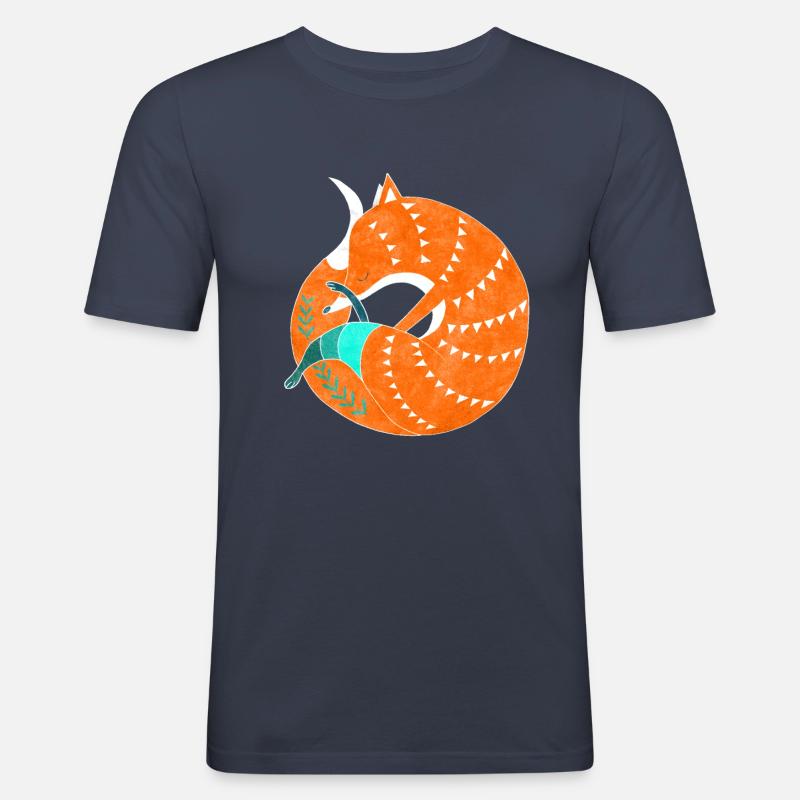 Retro Fuchs Tierliebe Geschenk - Männer Slim Fit T-Shirt - Navy