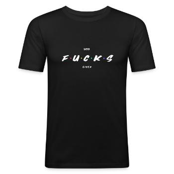 Zero Fucks Given - Männer Slim Fit T-Shirt - Schwarz - Vorne - Nik (191cm)