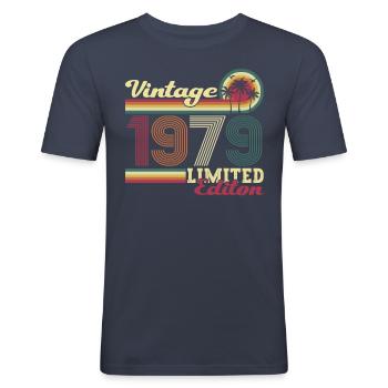 Original Jahrgang 1979 43. Geburtstag Geschenk - Männer Slim Fit T-Shirt - Navy - Vorne - Nik (191cm)