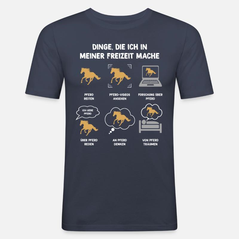 Meine Freizeit v2 11 Pferd - Männer Slim Fit T-Shirt - Navy