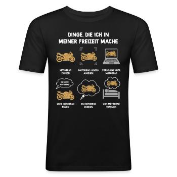 Meine Freizeit v2 37 Motorrad - Männer Slim Fit T-Shirt - Schwarz - Vorne - Nik (191cm)