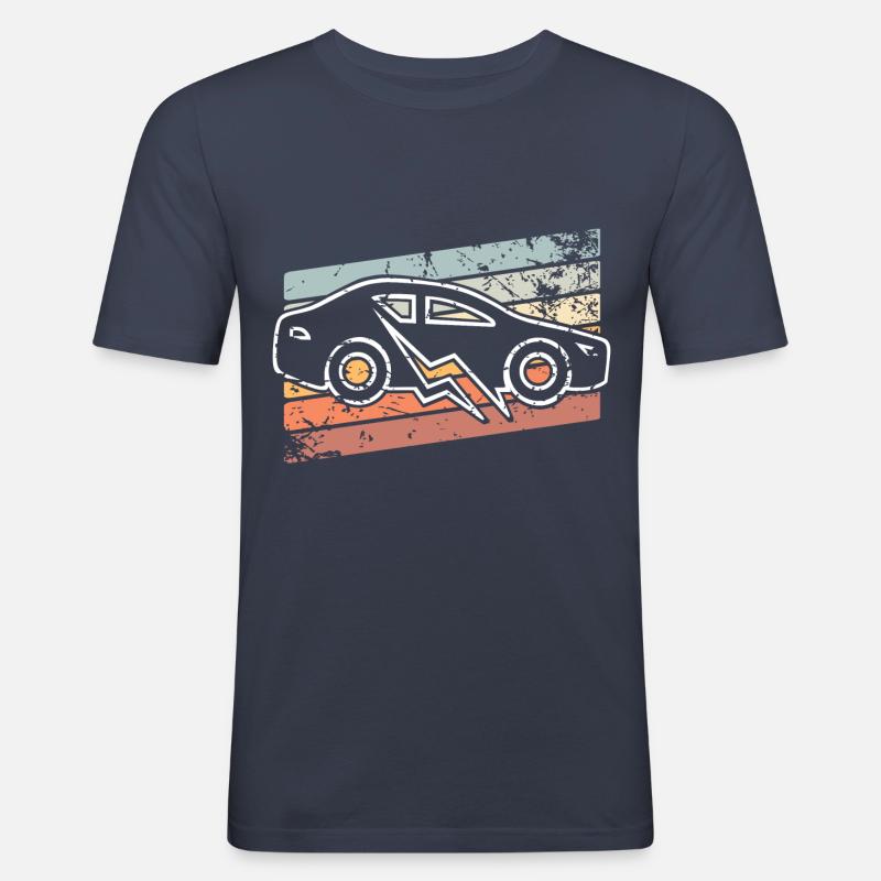E-Auto Elektroauto - Männer Slim Fit T-Shirt - Navy