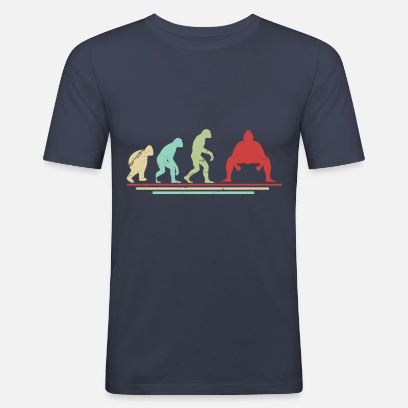 Sumo-Evolution - Männer Slim Fit T-Shirt - Navy