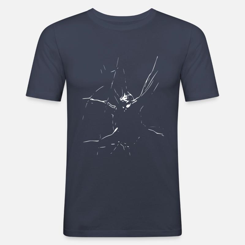Abstract Design - Line / White / Pattern - Men's Slim Fit T-Shirt - navy