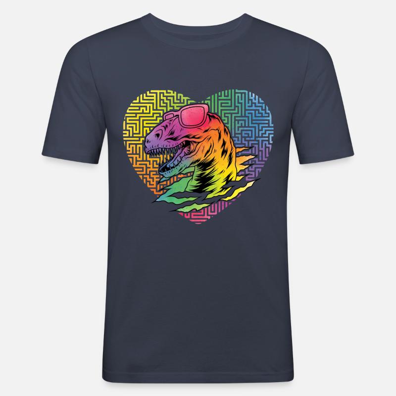 Dinosaurier Hipster - Männer Slim Fit T-Shirt - Navy