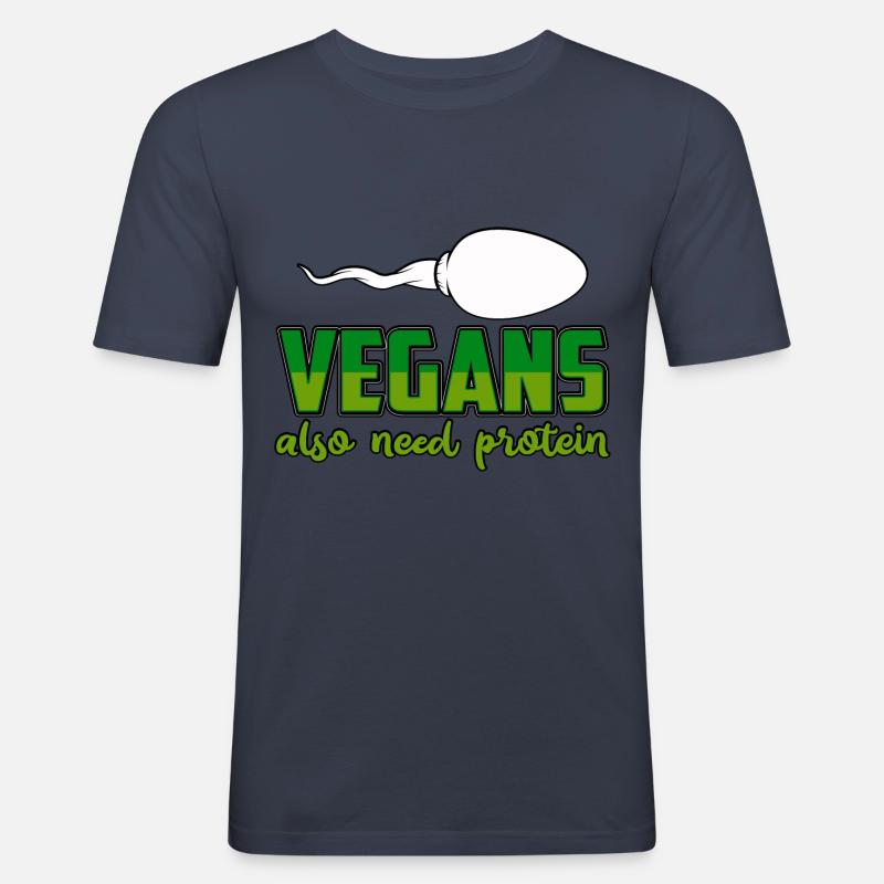 Vegans also need protein - Männer Slim Fit T-Shirt - Navy