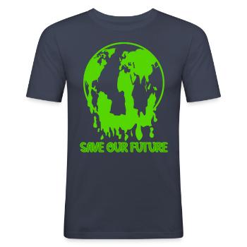 Changement climatique Climat Terre Protection du climat - T-shirt près du corps Homme - bleu marine - Devant - Nik (191cm)