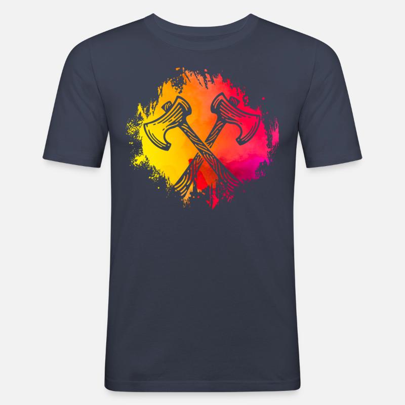Axtwerfen Retro - Männer Slim Fit T-Shirt - Navy