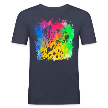 Dalmatiner Retro - Männer Slim Fit T-Shirt - Navy - Vorne - Nik (191cm)