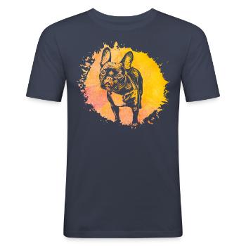 French Bulldog - Men's Slim Fit T-Shirt - navy - Front - Nik (191cm)