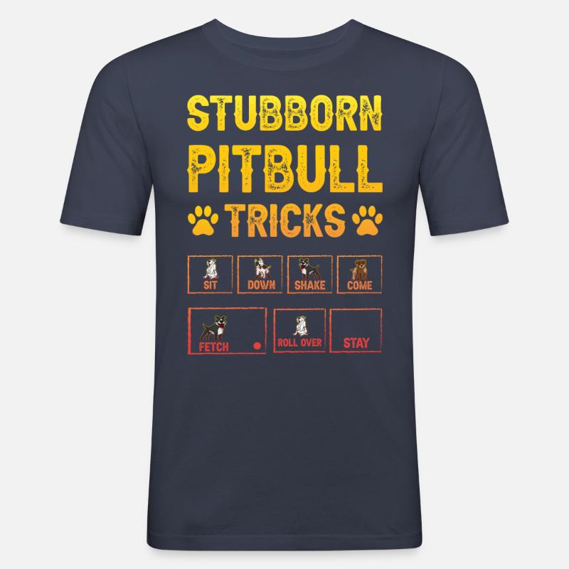 Stubborn pitbull tricks - Männer Slim Fit T-Shirt - Navy