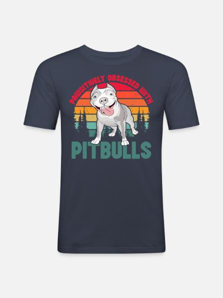 Pawsitivley obsessed with Pitbulls - Men's Slim Fit T-Shirt - navy