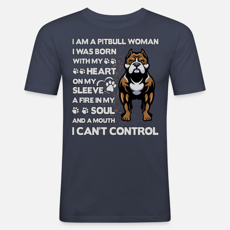 Pitbull Lustiger Spruch - Männer Slim Fit T-Shirt - Navy