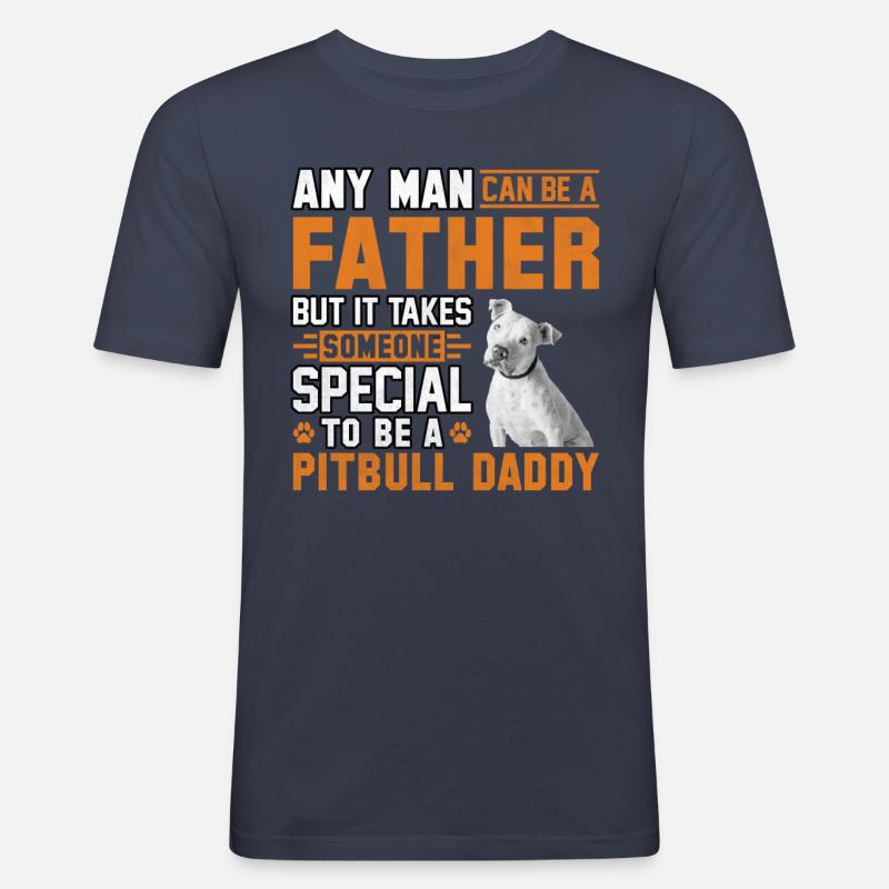 Pitbull Daddy Father - Männer Slim Fit T-Shirt - Navy