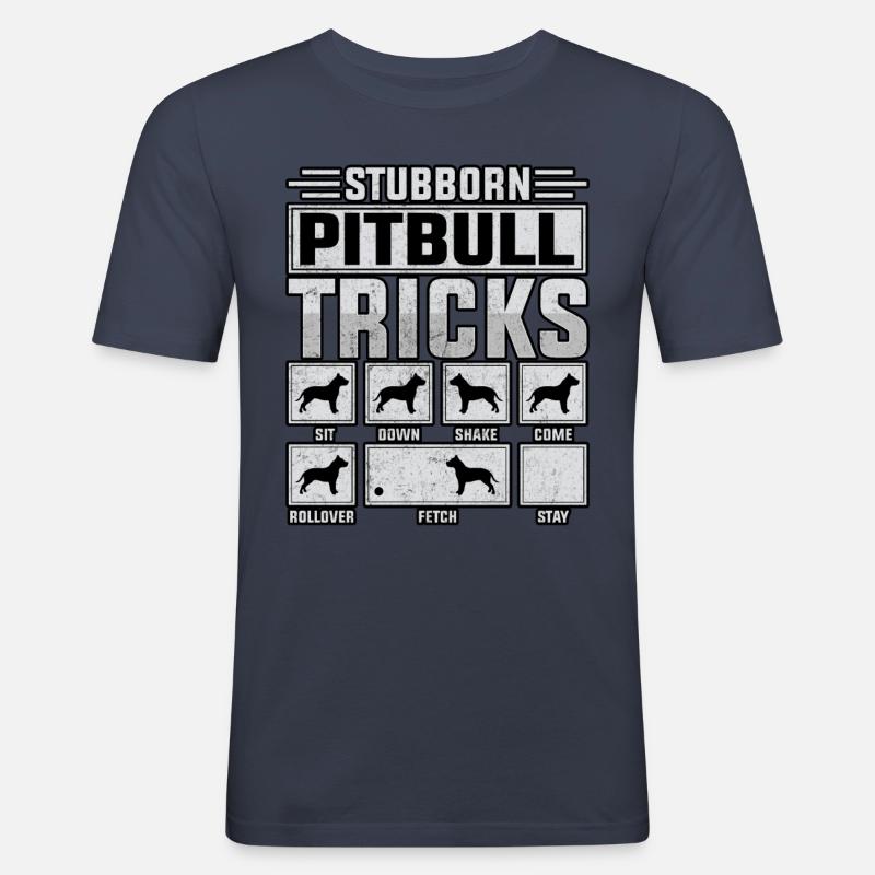 Stubborn pitbull tricks - Männer Slim Fit T-Shirt - Navy
