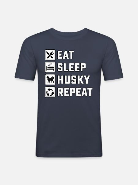 Eat sleep husky repeat - Men's Slim Fit T-Shirt - navy