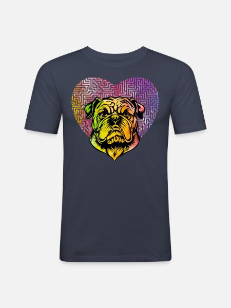Bouledogue anglais Rétro - T-shirt près du corps Homme - bleu marine