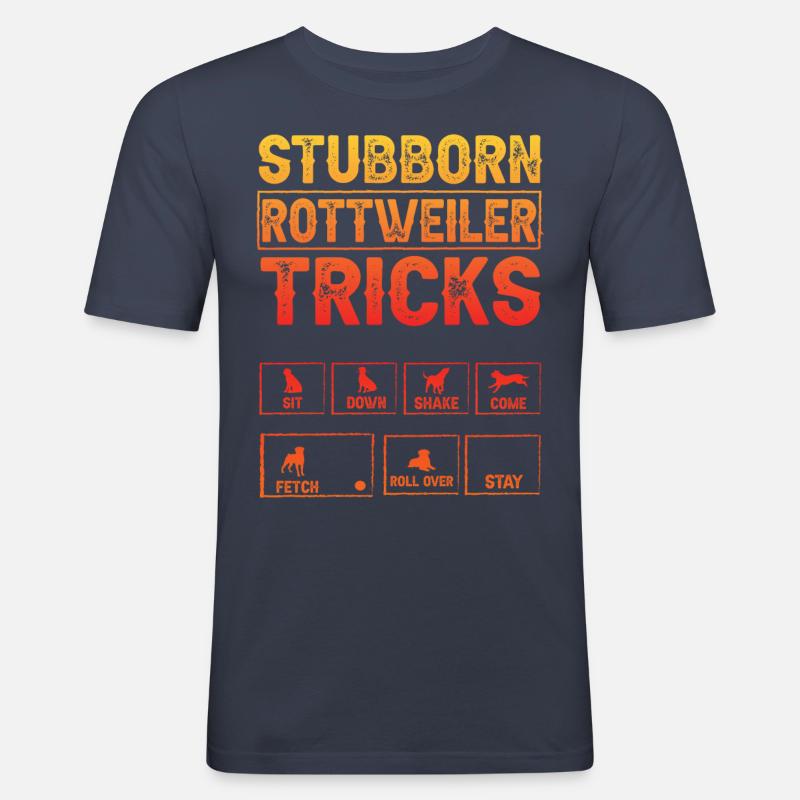 Stubborn Rottweiler Tricks - Männer Slim Fit T-Shirt - Navy