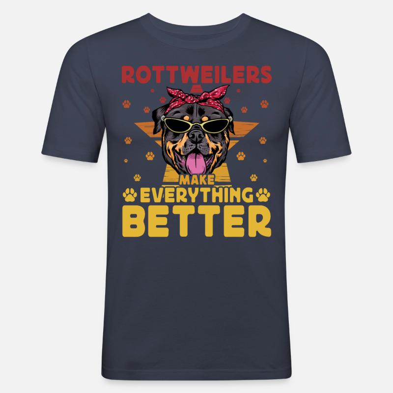 Rottweilers make everything better - Men's Slim Fit T-Shirt - navy