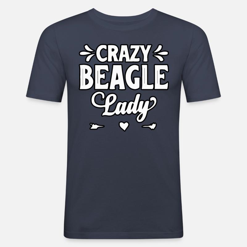 Crazy beagle lady - Männer Slim Fit T-Shirt - Navy