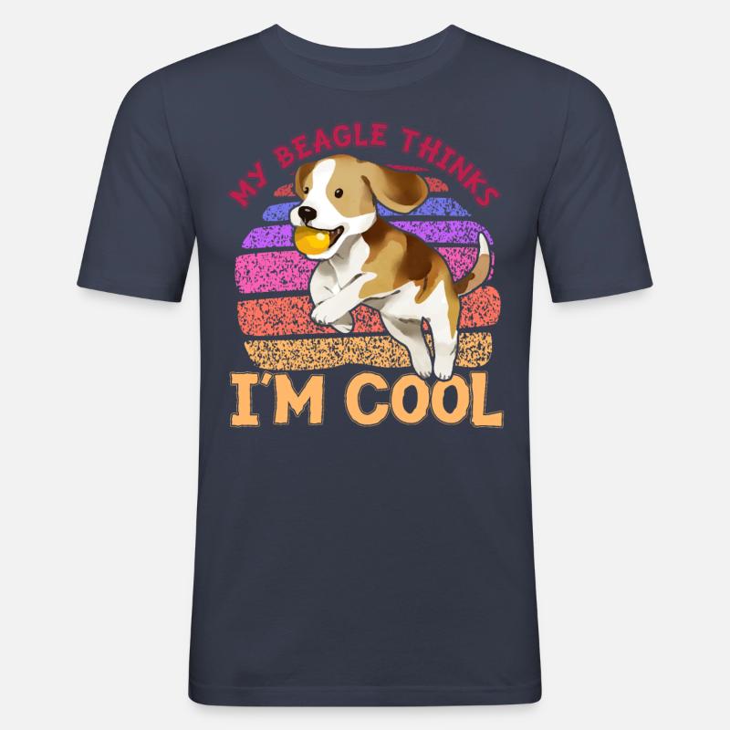 My Beagle thinks I'm cool - Männer Slim Fit T-Shirt - Navy