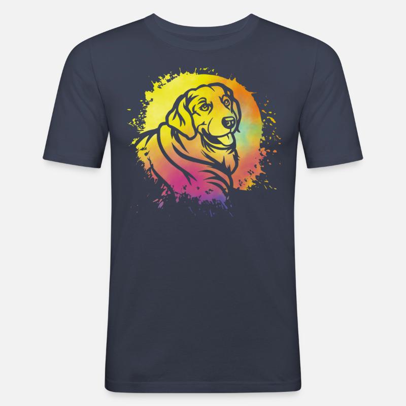 Labrador Retro - Männer Slim Fit T-Shirt - Navy