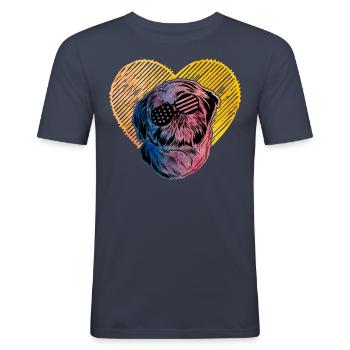 Shih Tzu - T-shirt près du corps Homme - bleu marine - Devant - Nik (191cm)