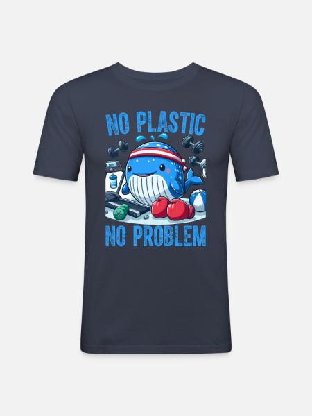 No Plastic No Problem - Men's Slim Fit T-Shirt - navy