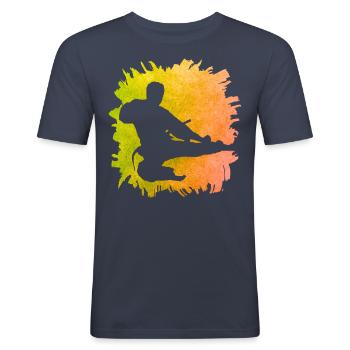 Taekwondo - Men's Slim Fit T-Shirt - navy - Front - Nik (191cm)