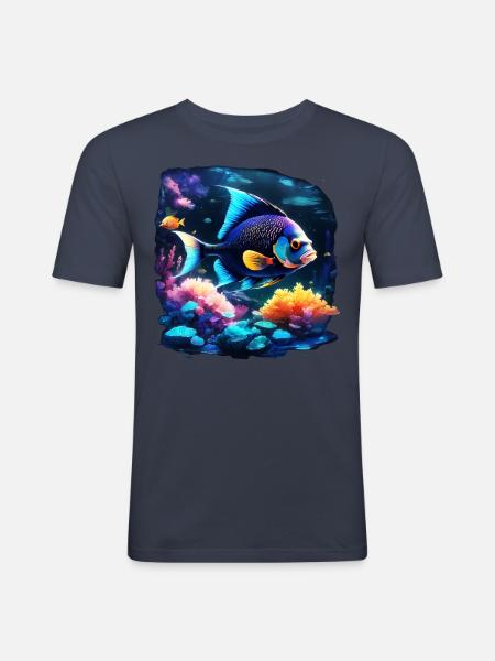 Angelfish - Men's Slim Fit T-Shirt - navy