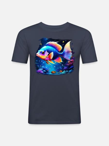 Angelfish - T-shirt près du corps Homme - bleu marine