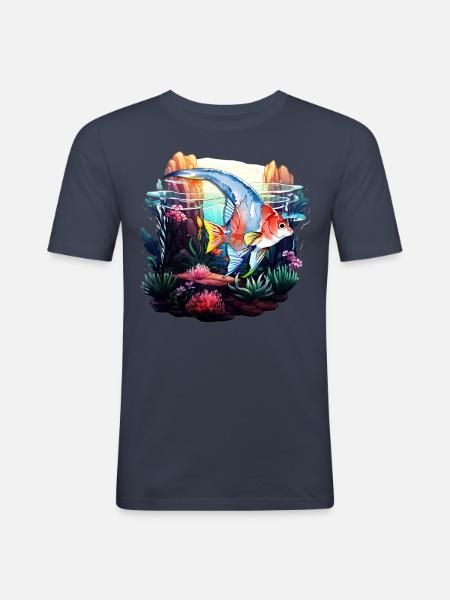 Angelfish - Men's Slim Fit T-Shirt - navy
