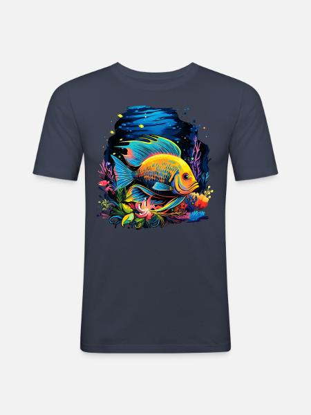 Angelfish - Men's Slim Fit T-Shirt - navy