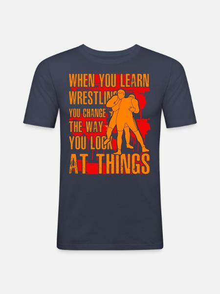 Wrestling Funny Saying - Men's Slim Fit T-Shirt - navy