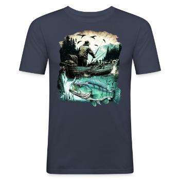Poisson bar - T-shirt près du corps Homme - bleu marine - Devant - Nik (191cm)