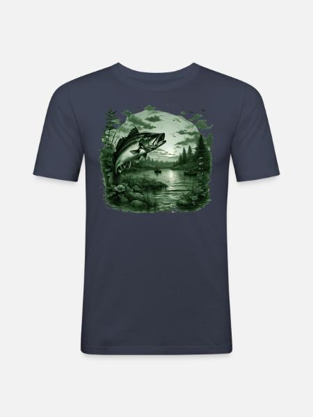 Bass Fish - Men's Slim Fit T-Shirt - navy
