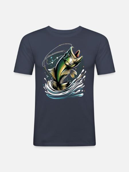 Bass Fish - Men's Slim Fit T-Shirt - navy