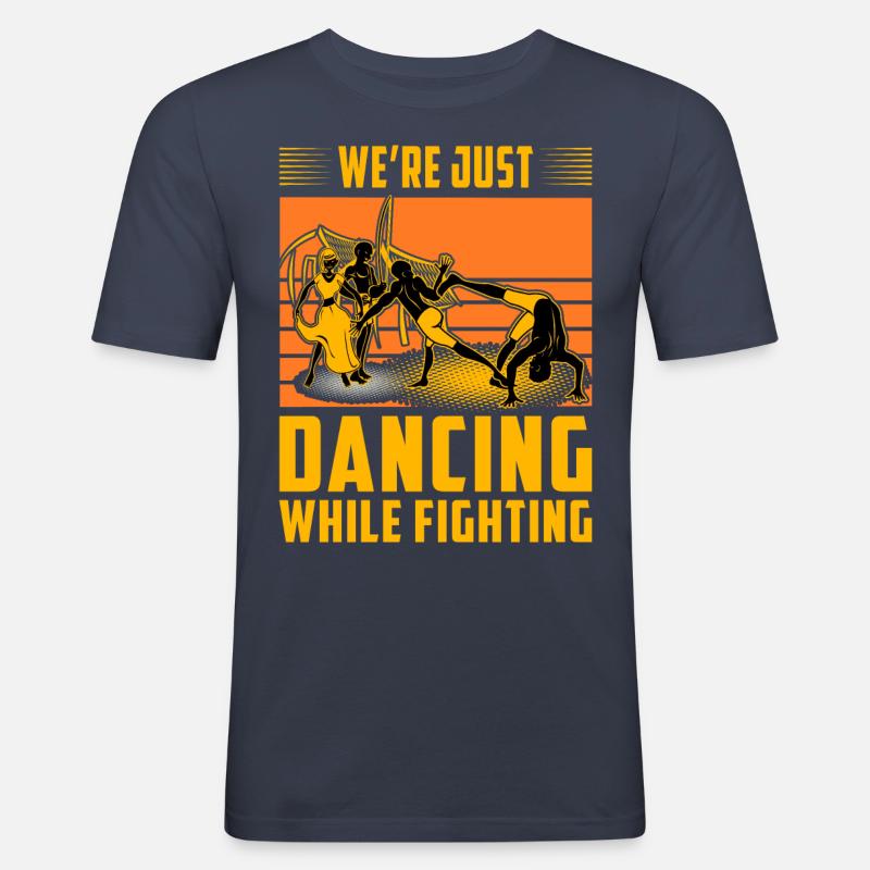 We're just dancing while fighting - Men's Slim Fit T-Shirt - navy