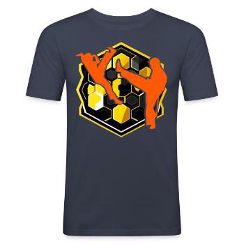 Capoeira - T-shirt près du corps Homme - bleu marine - Devant - Nik (191cm)